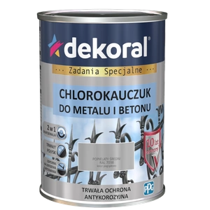 Farba do stali i żeliwa DEKORAL CHLOROKAUCZUK STRONG popielaty średni RAL 7038 0,9l