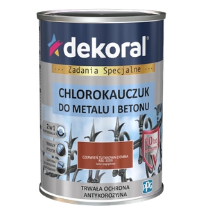 Farba do metalu i betonu DEKORAL CHLOROKAUCZUK STRONG czerwień tlenkowa ciemna RAL 3009 0,9l