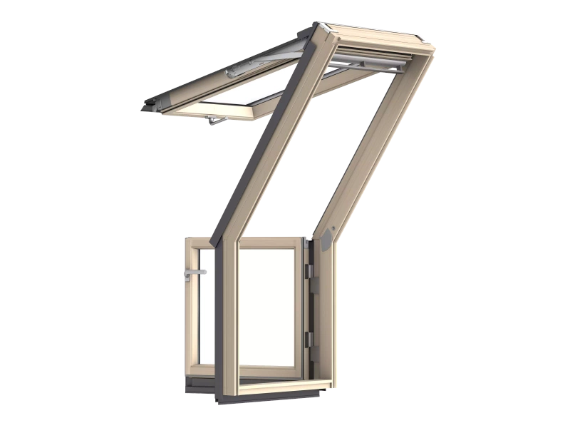 Balkon dachowy Velux GEL M08 3065 3-szybowy drewniany góra