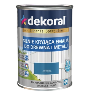 Farba ogólnego stosowania olejno-alkidowa DEKORAL SILNIE KRYJĄCA EMALIA DO DREWNA I METALU lazurowy 0,9l