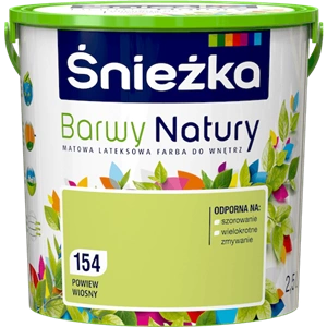 Farba do ścian lateksowa ŚNIEŻKA Barwy Natury powiew wiosny 154 mat 2,5l