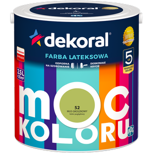 Farba do ścian i sufitów lateksowa DEKORAL MOC KOLORU Mus Groszkowy nr 52 mat 2,5l