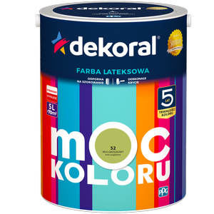 Farba do ścian i sufitów lateksowa DEKORAL MOC KOLORU Mus Groszkowy nr 52 mat 5l