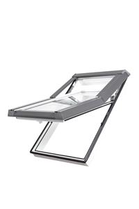 Okno dachowe SKYFENS SkyLight Premium 114x140 białe PVC oblachowanie szare