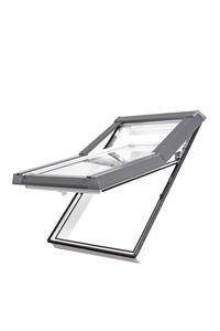 Okno dachowe SKYFENS SkyLight Premium 78x98 białe PVC oblachowanie szare