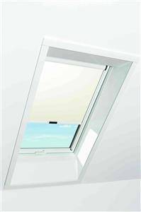 Roleta na okno dachowe ROTO dzienna ZRE R4/R7 07/14 74x140 Exclusiv manualna 1-R02 jasnobeżowa profil aluminium