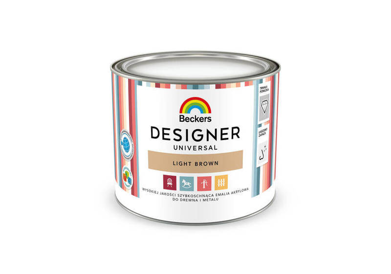 Farba do drewna i metalu akrylowa BECKERS Designer Universal Light Brown półmat 0,5l