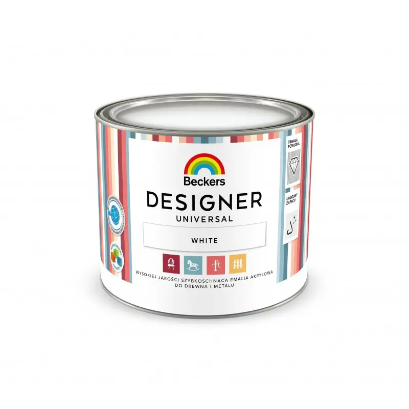Farba do drewna i metalu akrylowa BECKERS Designer Universal White półmat 0,5l