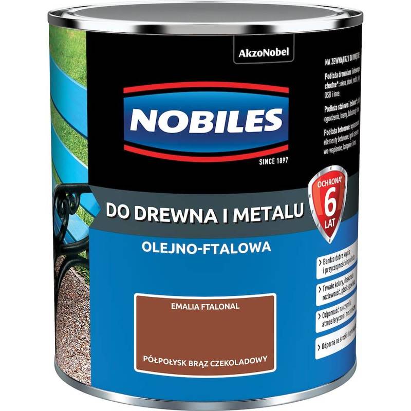 Farba do drewna i metalu olejno- ftalowa NOBILES FTALONAL Brąz Czekoladowy półpołysk 0,7l