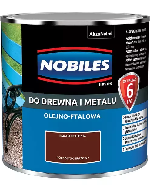 Farba do drewna i metalu olejno- ftalowa NOBILES FTALONAL Brązowy półpołysk 0,25l