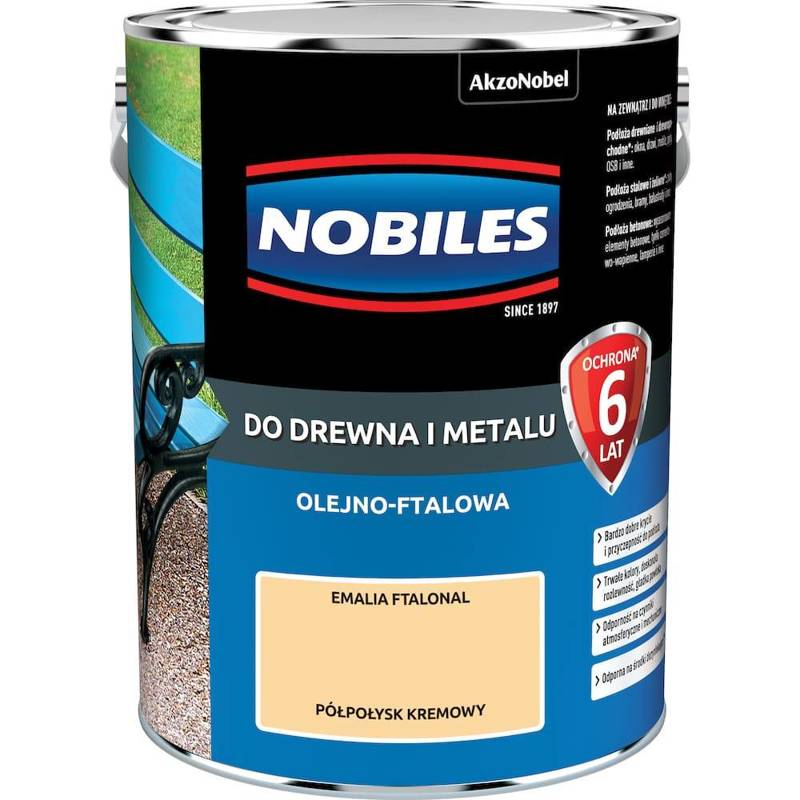 Farba do drewna i metalu olejno- ftalowa NOBILES FTALONAL Kremowy półpołysk 5l