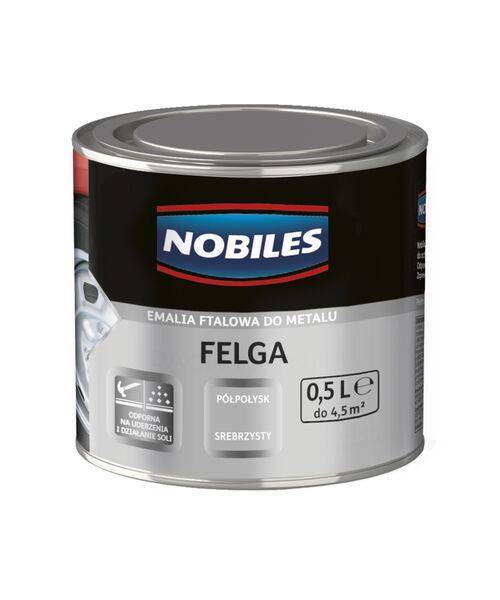 Farba do metalu ftalowa NOBILES FELGA SREBRZYSTA półpołysk 0,5l