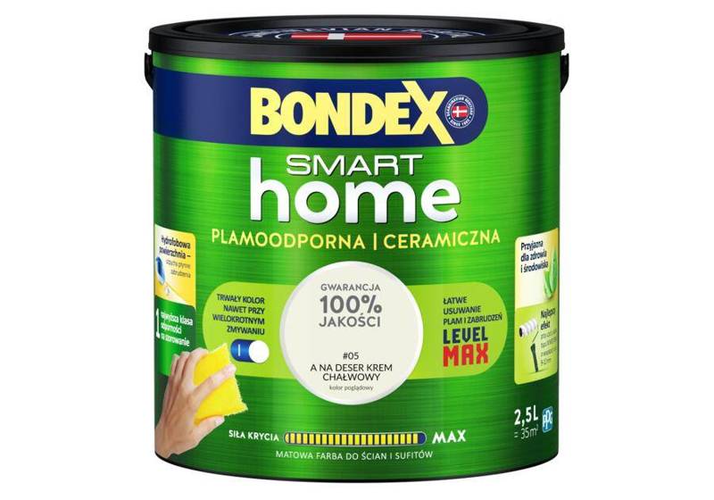 Farba do ścian i sufitów ceramiczna BONDEX SMART HOME a na deser krem chałwowy mat 2,5l