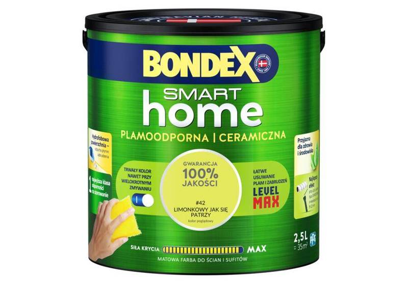 Farba do ścian i sufitów ceramiczna BONDEX SMART HOME limonkowy jak się patrzy mat 2,5l