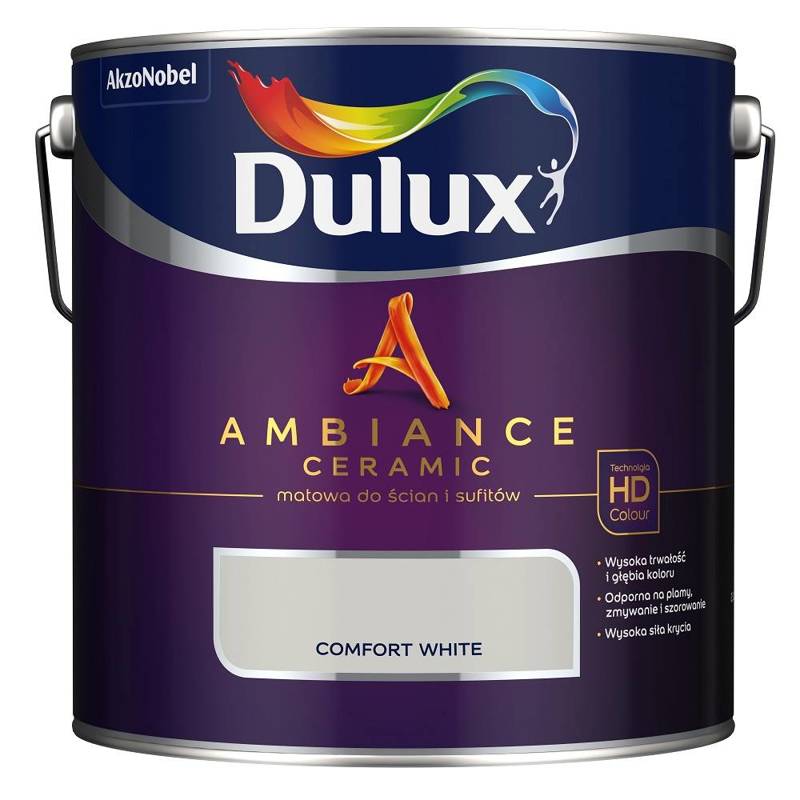 Farba do ścian i sufitów ceramiczna DULUX Ambiance Ceramic Comfort White głęboki mat 2,5l