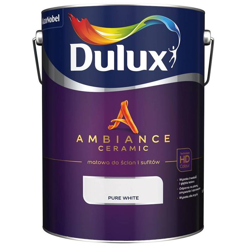 Farba do ścian i sufitów ceramiczna DULUX Ambiance Ceramic Pure White głęboki mat 5l