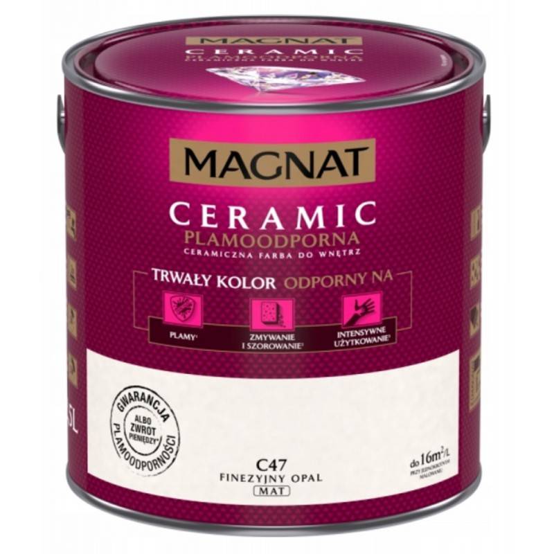Farba do ścian i sufitów ceramiczna MAGNAT Ceramic finezyjny opal C47 mat 5l