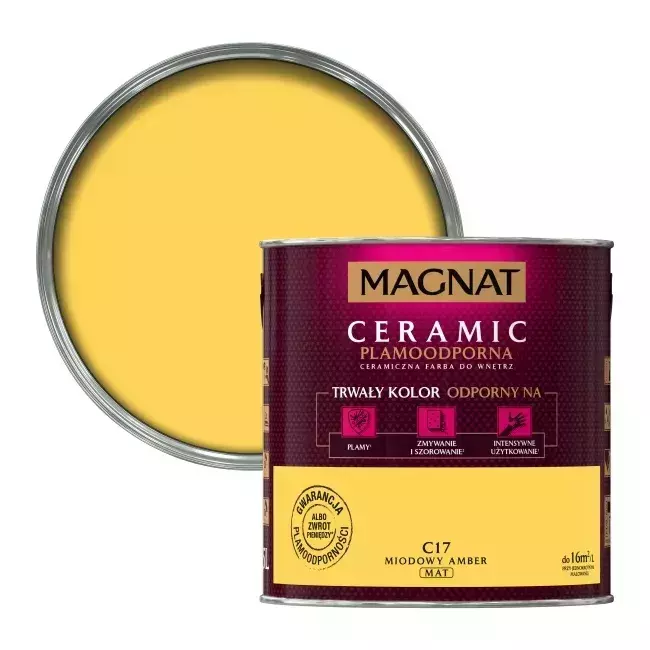 Farba do ścian i sufitów ceramiczna MAGNAT Ceramic miodowy amber C17 mat 2,5l