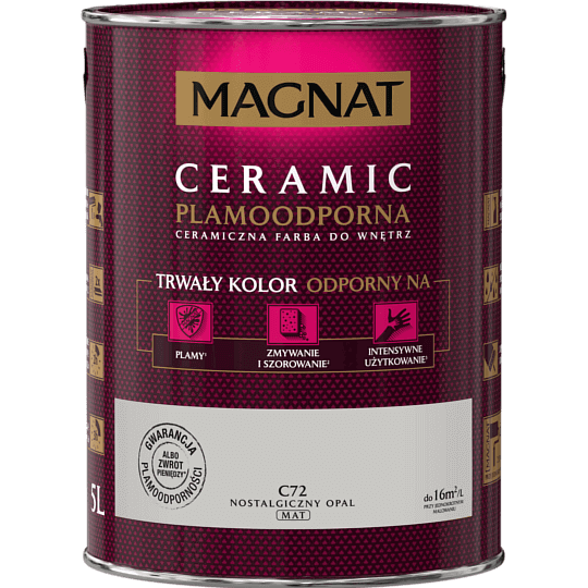 Farba do ścian i sufitów ceramiczna MAGNAT Ceramic nostalgiczny opal C72 mat 5l