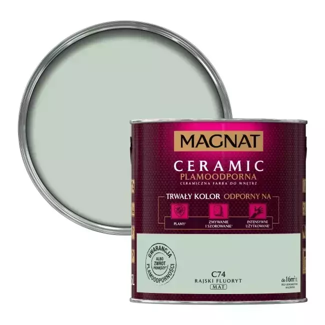 Farba do ścian i sufitów ceramiczna MAGNAT Ceramic rajski fluoryt C74 mat 2,5l