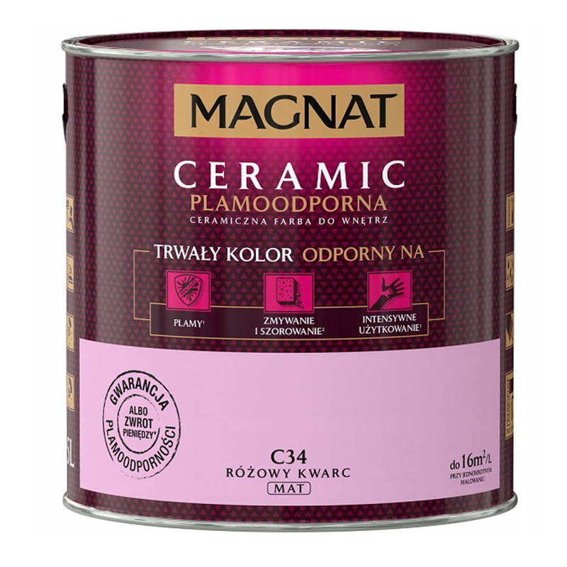 Farba do ścian i sufitów ceramiczna MAGNAT Ceramic różowy kwarc C34 mat 2,5l
