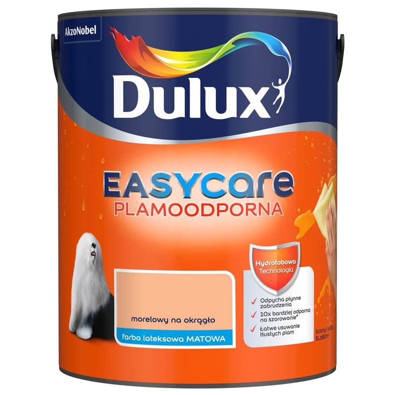 Farba do ścian i sufitów lateksowa Dulux EasyCare Morelowy na okragło mat 5L