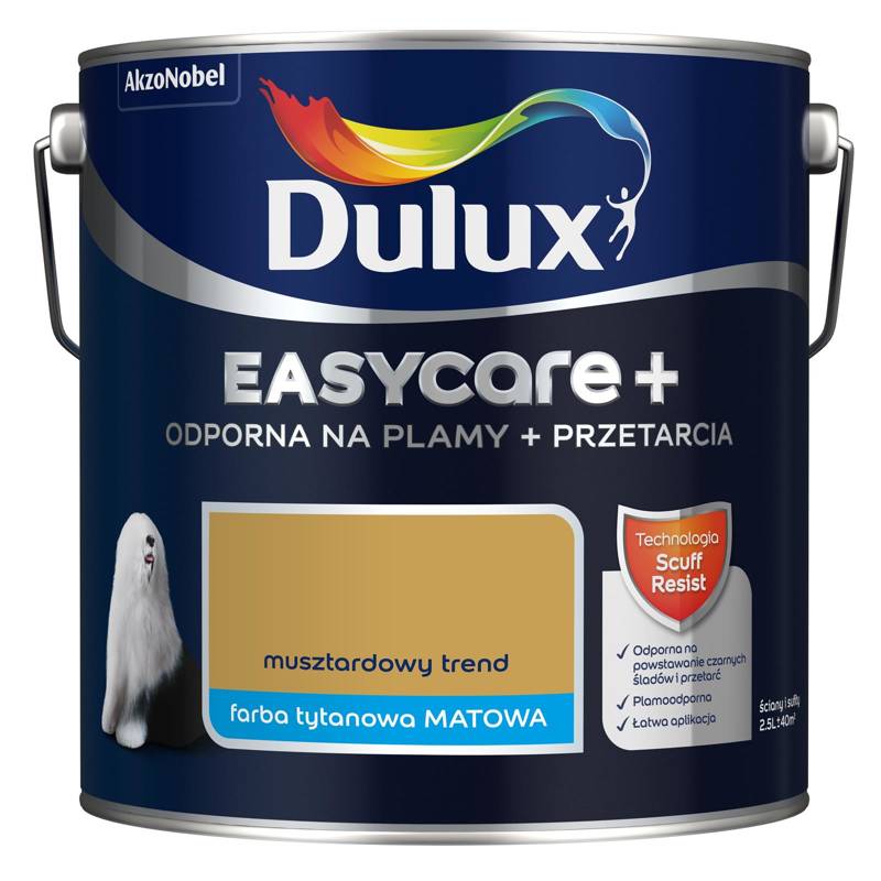 Farba do ścian i sufitów lateksowa Dulux EasyCare+ Plamy+Przetarcia Musztardowy Trend mat 2,5L