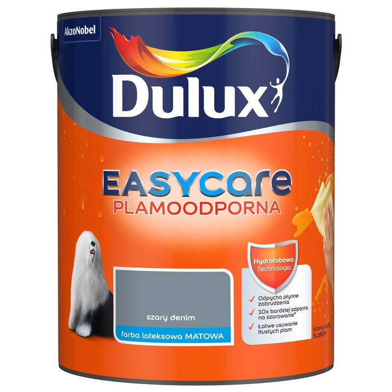 Farba do ścian i sufitów lateksowa Dulux EasyCare Szary Denim mat 5L