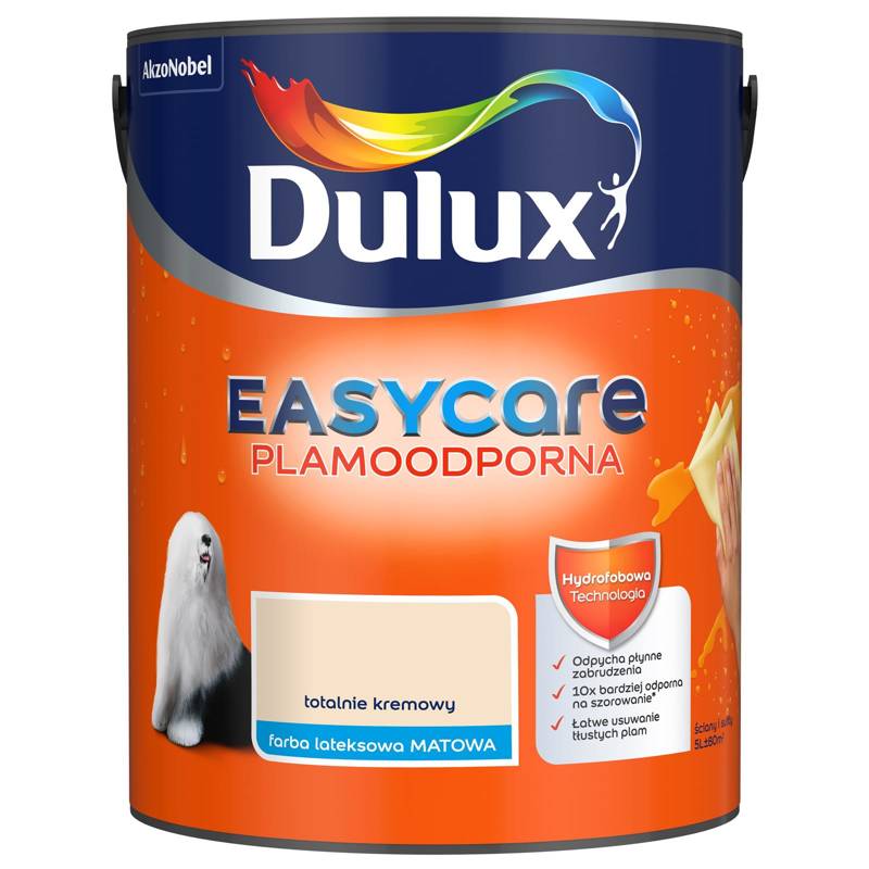 Farba do ścian i sufitów lateksowa Dulux EasyCare Totalnie kremowy mat 5L
