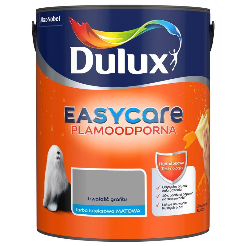 Farba do ścian i sufitów lateksowa Dulux EasyCare Trwałość grafitu mat 5L
