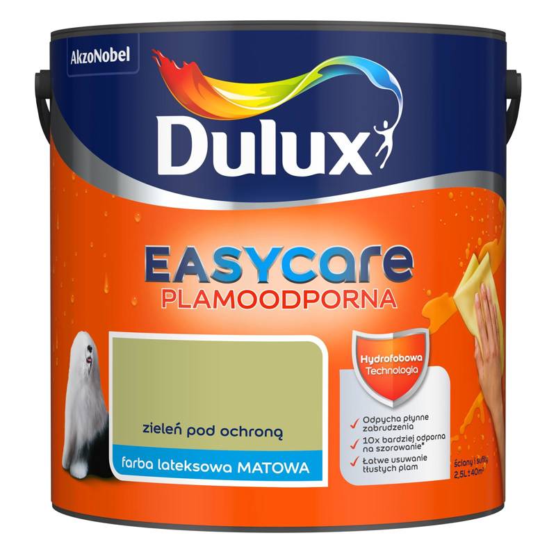 Farba do ścian i sufitów lateksowa Dulux EasyCare Zieleń pod ochroną mat 2,5L