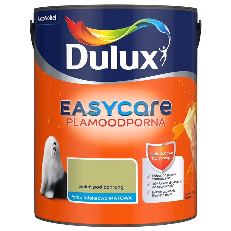 Farba do ścian i sufitów lateksowa Dulux EasyCare Zieleń pod ochroną mat 5L