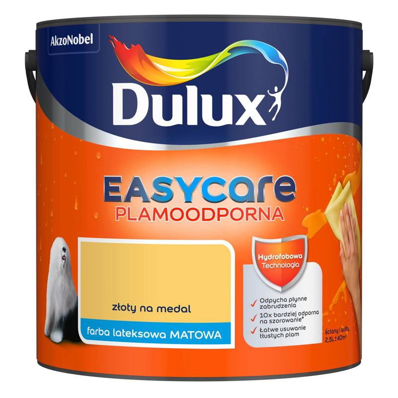 Farba do ścian i sufitów lateksowa Dulux EasyCare Złoty na medal mat 2,5L