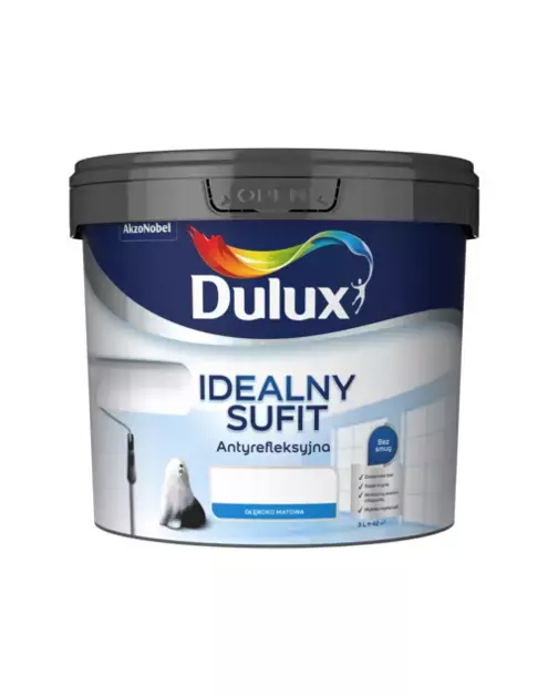 Farba do ścian i sufitów lateksowa Dulux IDEALNY SUFIT biała mat 3L