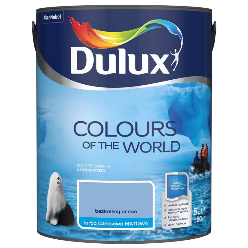 Farba do ścian i sufitów lateksowa Dulux Kolory Świata Bezkresny Ocean mat 5L