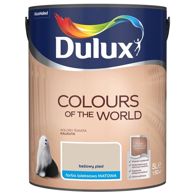 Farba do ścian i sufitów lateksowa Dulux Kolory Świata Beżowy Pled mat 5L