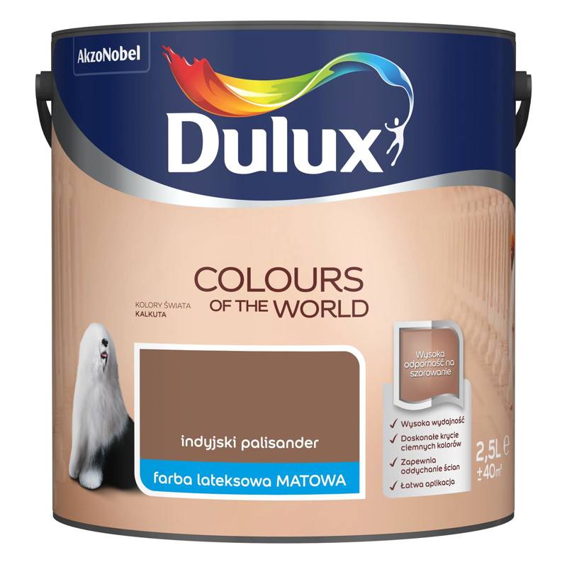 Farba do ścian i sufitów lateksowa Dulux Kolory Świata Indyjski Palisander mat 2,5L