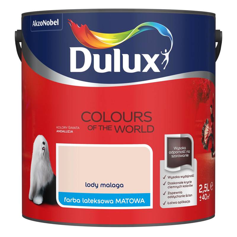 Farba do ścian i sufitów lateksowa Dulux Kolory Świata Lody Malaga mat 2,5L