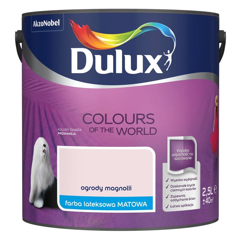 Farba do ścian i sufitów lateksowa Dulux Kolory Świata Ogrody Magnolii mat 2,5L