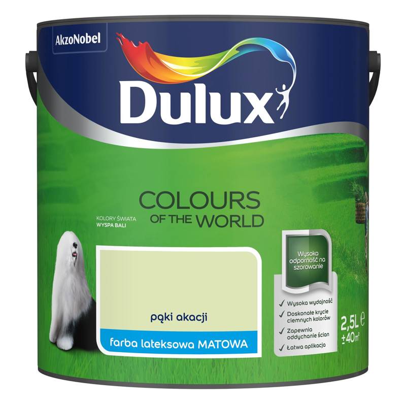 Farba do ścian i sufitów lateksowa Dulux Kolory Świata Pąki Akacji mat 2,5L