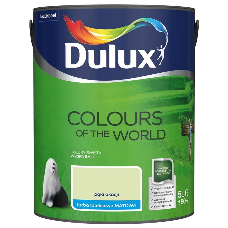 Farba do ścian i sufitów lateksowa Dulux Kolory Świata Pąki Akacji mat 5L