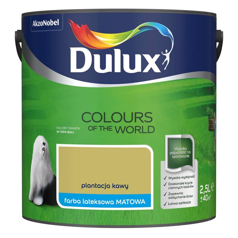 Farba do ścian i sufitów lateksowa Dulux Kolory Świata Plantacja Kawy mat 2,5L
