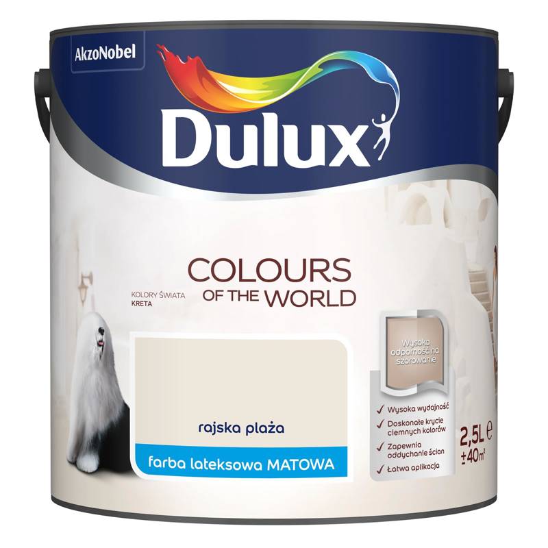 Farba do ścian i sufitów lateksowa Dulux Kolory Świata Rajska Plaża mat 2,5L