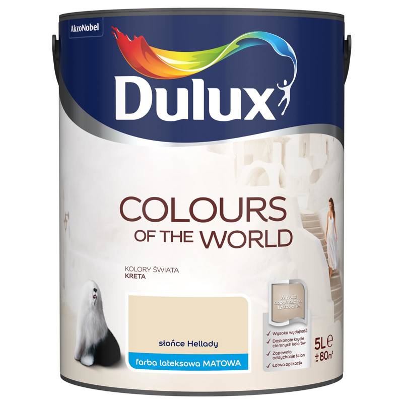 Farba do ścian i sufitów lateksowa Dulux Kolory Świata Słońce Hellady mat 5L