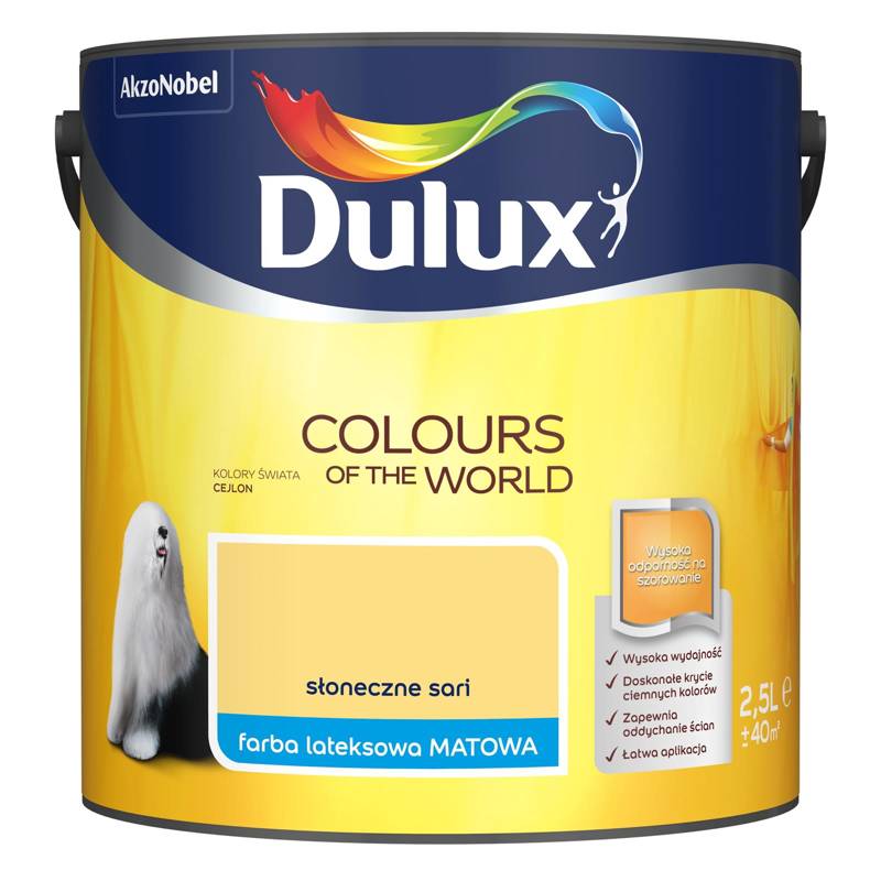 Farba do ścian i sufitów lateksowa Dulux Kolory Świata Słoneczne Sari mat 2,5L