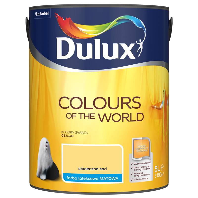 Farba do ścian i sufitów lateksowa Dulux Kolory Świata Słoneczne Sari mat 5L