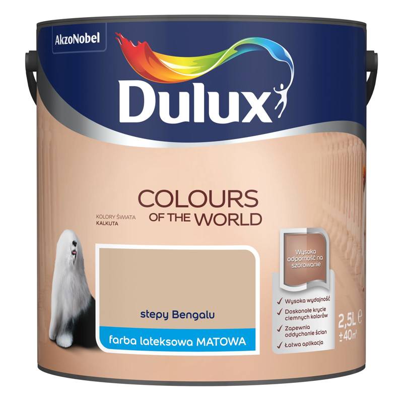 Farba do ścian i sufitów lateksowa Dulux Kolory Świata Stepy Bengalu mat 2,5L