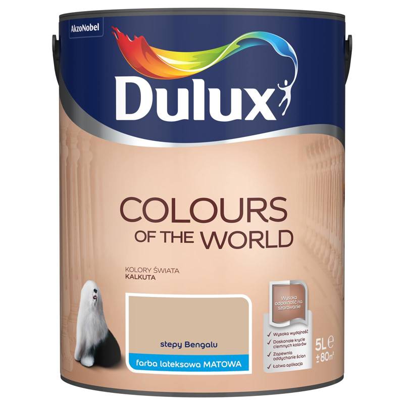 Farba do ścian i sufitów lateksowa Dulux Kolory Świata Stepy Bengalu mat 5L