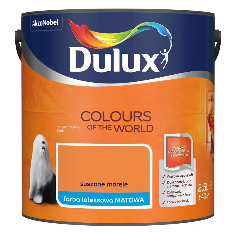 Farba do ścian i sufitów lateksowa Dulux Kolory Świata Suszone Morele mat 2,5L
