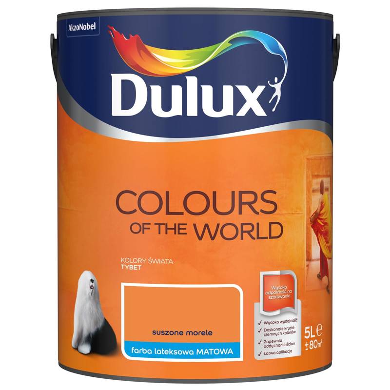 Farba do ścian i sufitów lateksowa Dulux Kolory Świata Suszone Morele mat 5L
